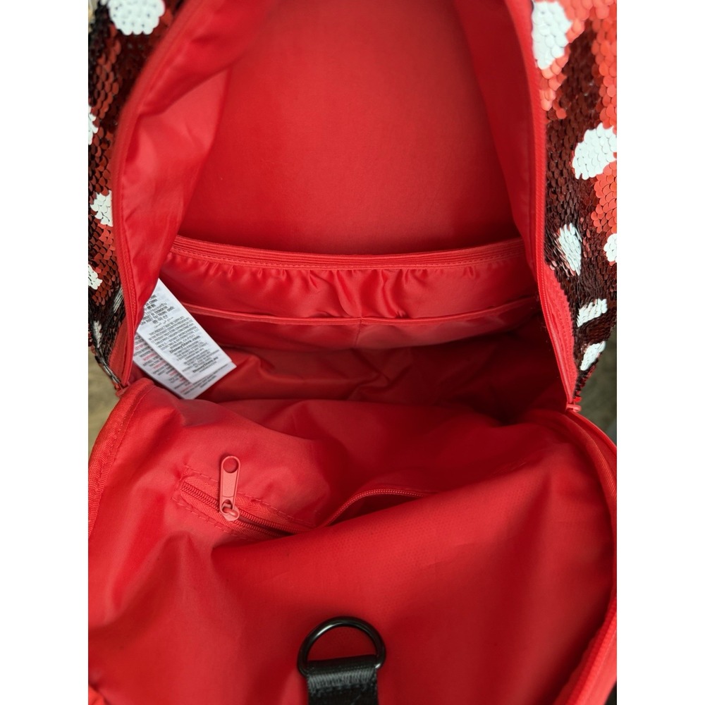 Disney Parks Minnie Mouse Polka Dot Red Sequin Backpack Bag Bow And Ears EUC - Picture 6 of 8